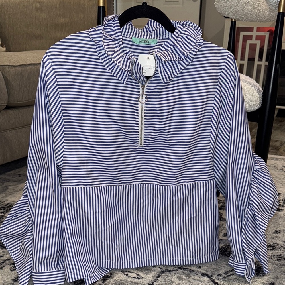 Striped Blue and White Women's Top